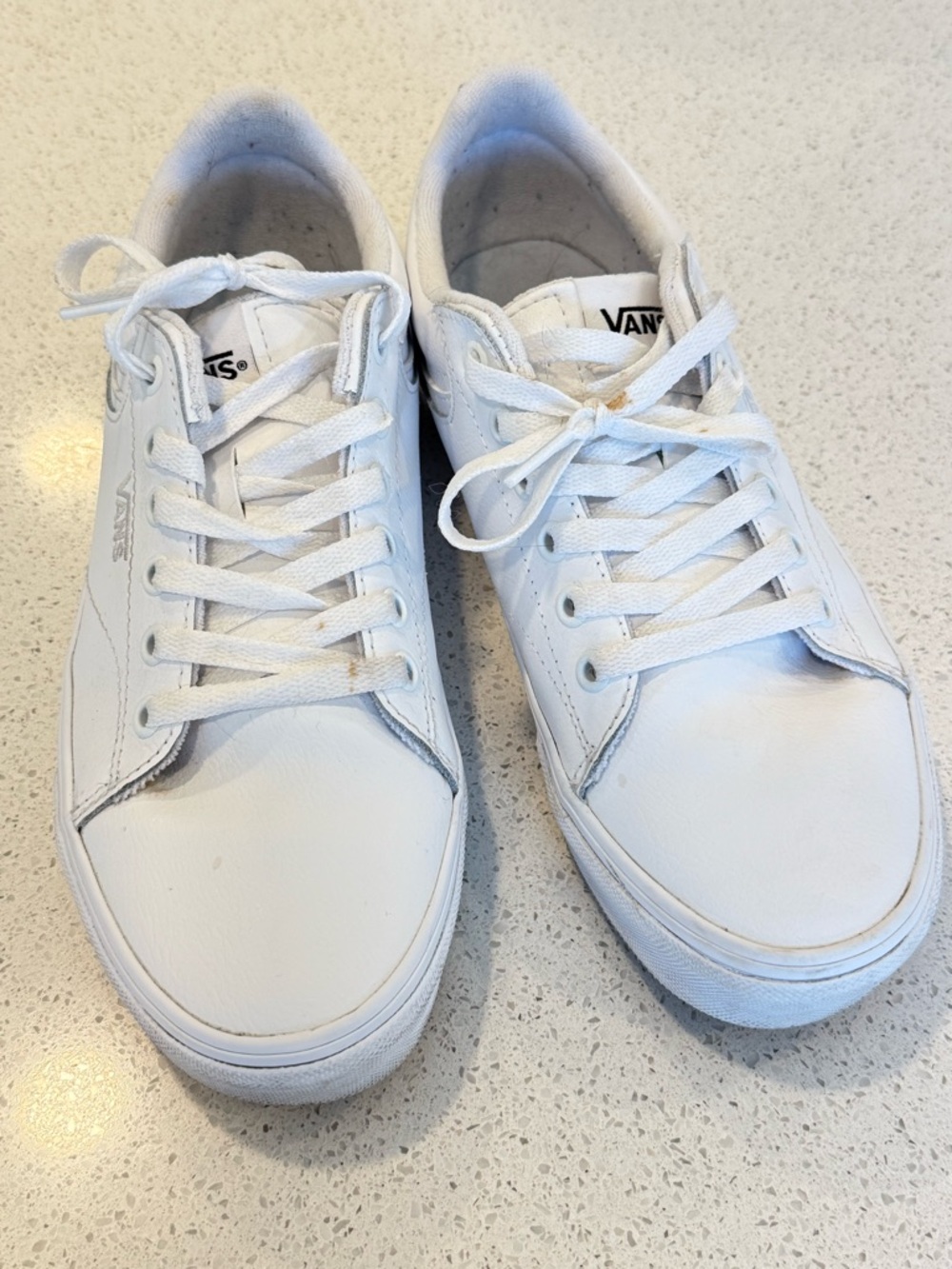 Vans White leather sneakers — Size US 8